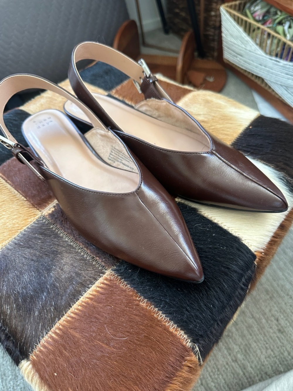a new day Pointed Toe Slingback Heels in Dark Brown